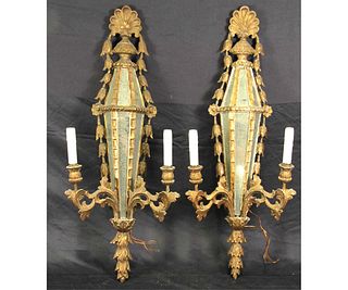PAIR OF ITALIAN CARVED GILT WALL SCONCES