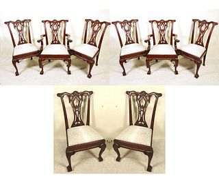 SET OF EIGHT CHIPPENDALE STYLE DINING CHAIRS