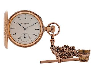 Illinois Hunter Case Pocket Watch with Fob, Ca 1890 