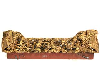 ANTIQUE ASIAN CARVED & GILDED WALL BRACKET