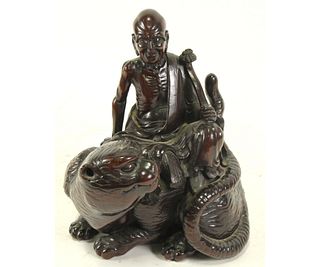 19th CENTURY CHINESE ROSEWOOD CARVED MONK