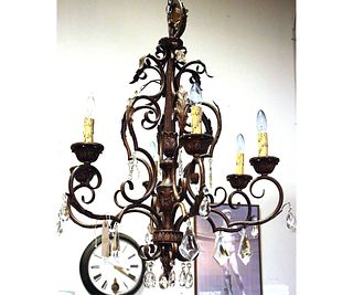 IRON AND CRYSTAL CHANDELIER