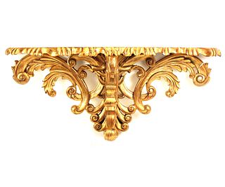 PAIR OF BAROQUE STYLE CARVED & GILDED WALL SHELVES