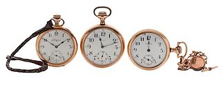 Elgin and Waltham Open Face Pocket Watches 