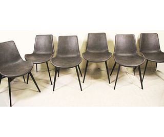 SET OF SIX  CONTEMPORARY LEATHER CHAIRS