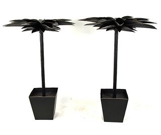 PAIR OF HAND FINISHED FAUX PALM TREES