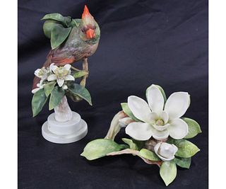 ROYAL WORCESTER RED CARDINAL AND FLOWER