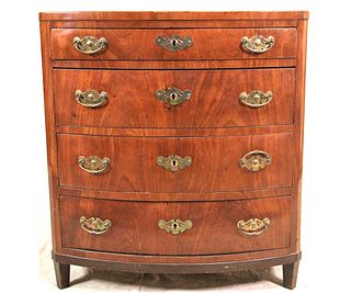 19th CENTURY MAHOGANY FOUR DRAWER BEDSIDE CHEST