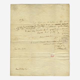 [Hamilton, Alexander] [First Bank of the United States] Autograph Letter, signed
