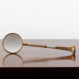 Gilt-Metal and Mother-of-Pearl Magnifying Glass