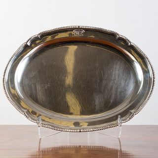 Large George III Silver Armorial Meat Platter