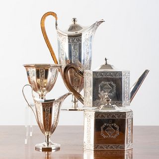 Assembled George III Silver Five-Piece Tea and Coffee Service 