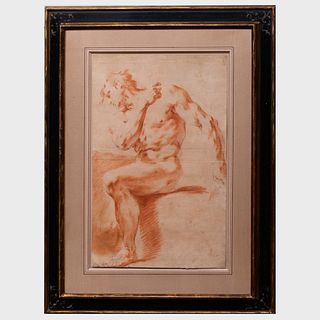 European School: Study of a Seated Male Nude