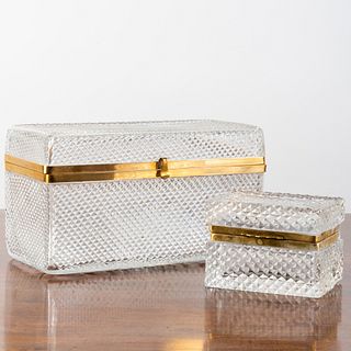 Two Gilt-Metal Mounted Cut-Glass Table Boxes