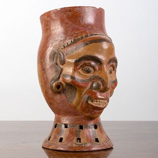 South American Polychrome Pottery Figural Vessel