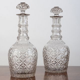 Pair of Large Cut Glass Decanters and Stoppers, Probably English