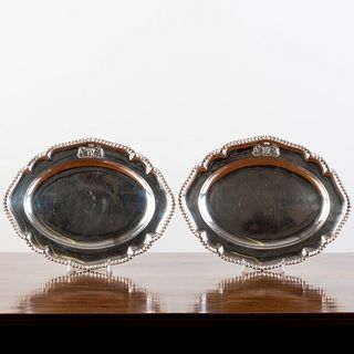 Pair of George III Silver Armorial Meat Dishes