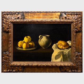 School of Juan de Zurbaran (1620-1649): Still Life with Apples, Jug and Bread