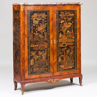 Louis XV/XVI Ormolu-Mounted Tulipwood and Black Lacquer and Parcel-Gilt Meuble d'Appui