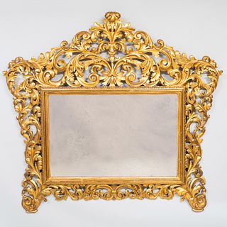 Large Italian Rococo Style Giltwood Mirror