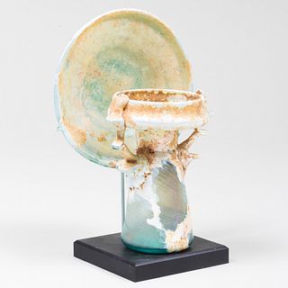 Roman Glass Perfume Bottle and Plate