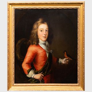 French School: Portrait of Young Boy with a Bird