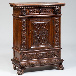 Henri II Style Carved Walnut Side Cabinet