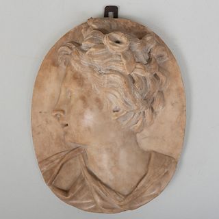 Carved Marble Profile Portrait of a Woman, Possibly Emblematic of Spring, After the Antique