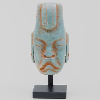 Olmec Carved Jade Pendant Mask 