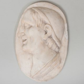 Carved Marble Profile Portrait of a Man
