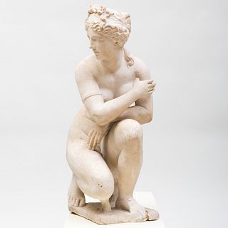 Italian Carved Marble Model of The Crouching Venus