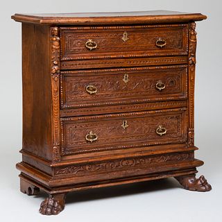 Italian Baroque Carved Walnut Chest of Drawers