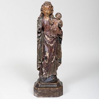 Continental Polychrome Oak Model of the Madonna and Child, Possibly Netherlandish
