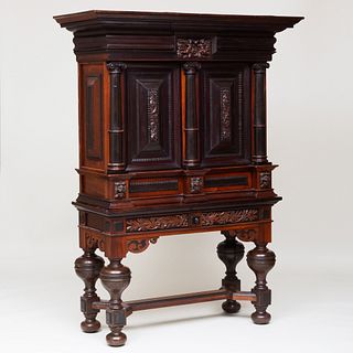 Dutch Baroque Style Rosewood, Ebony and Oak Cabinet on Stand