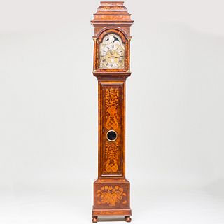Dutch Fruitwood and Burl Walnut Marquetry Tall Case Clock, Signed Wessels Junior, Amsterdam