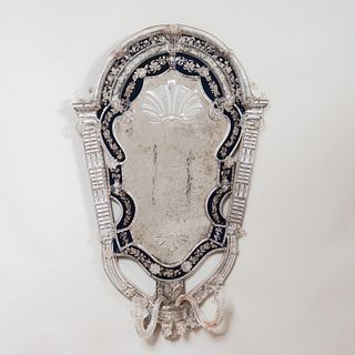 Venetian Engraved Glass and Verre Ã‰glomisÃ© Girandole Mirror