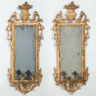 Pair of Italian Giltwood Girandole Mirrors