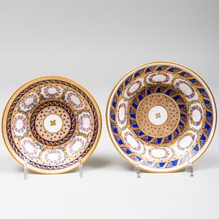 Two Sèvres Cobalt Ground Porcelain Saucers