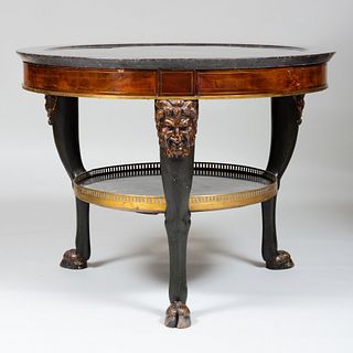 Empire Brass-Mounted Mahogany and Painted Center Table