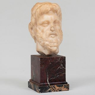 Carved Marble Bust of a Bearded Man, Possibly Bacchus, After the Antique