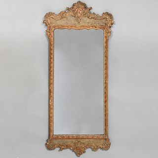 Danish Rococo Painted and Parcel-Gilt Mirror
