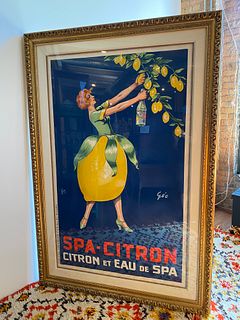 Large Framed French Art Poster Spa Citron