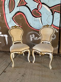 Pair French Carved Side Chairs 