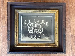 Early 20th C Basketball Team Photo in Victorian Frame