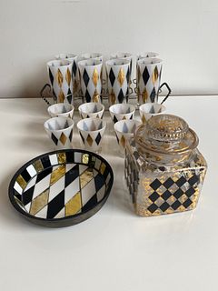 Mid Century Collection Diamond Pattern Barware & Glasses 
