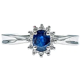 Beautiful Sapphire & Diamond Halo Promise Ring