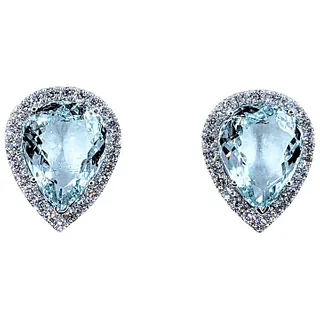 Breathtaking 23ctw Carat Aquamarine & Diamond Earrings