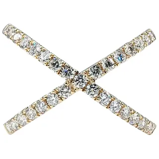 Stylish Diamond & 14K Gold "X" Ring