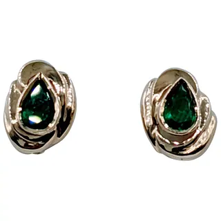 Beautiful Emerald & Gold Post Earrings