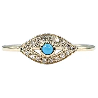 Turquoise, Diamond & 14K Gold Evil Eye Ring